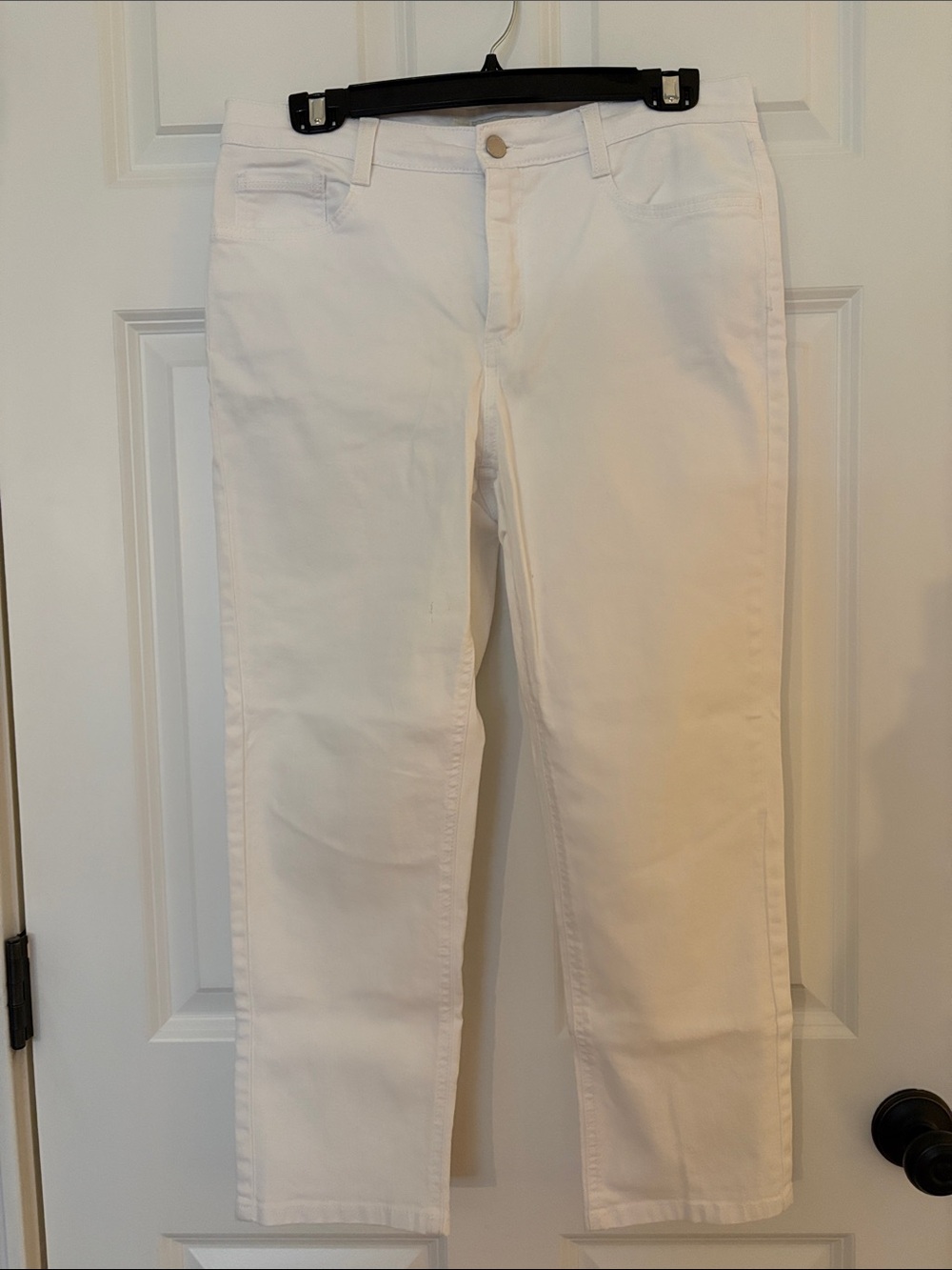 Jones New York Sz 10 City White Jeans High Waist Stretch City Cuff Capri